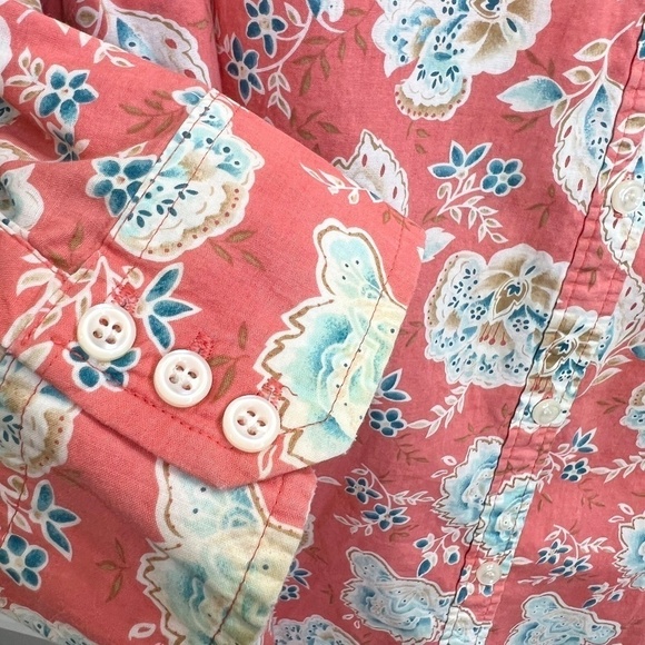 IZOD 100% cotton coral floral 3/4 sleeve blouse top 3X - Picture 6 of 12